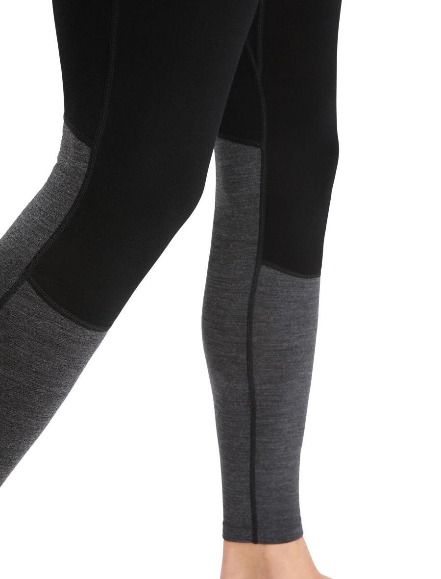 Black / Jet Heather Men's Icebreaker 200 ZoneKnit™ Merino Leggings Base Layers | USA 1341QMAZ